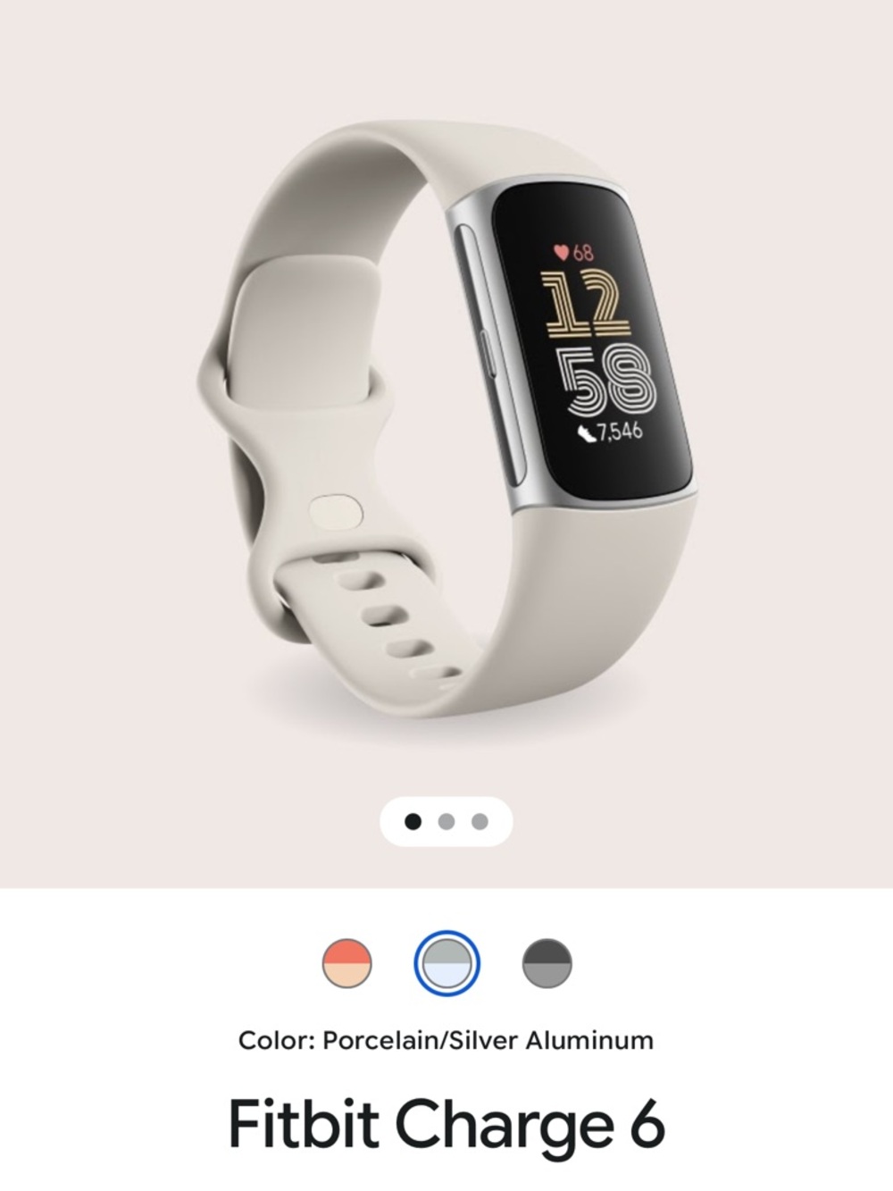 NEW fitbit Charge 6 Smartwatch (Porcelain /Silver) NIB